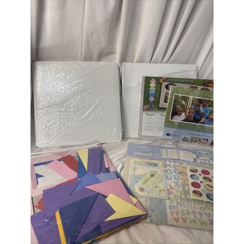 Creative Memories Baby Booties Embossed White Album Page Bundle Vintage New LOT